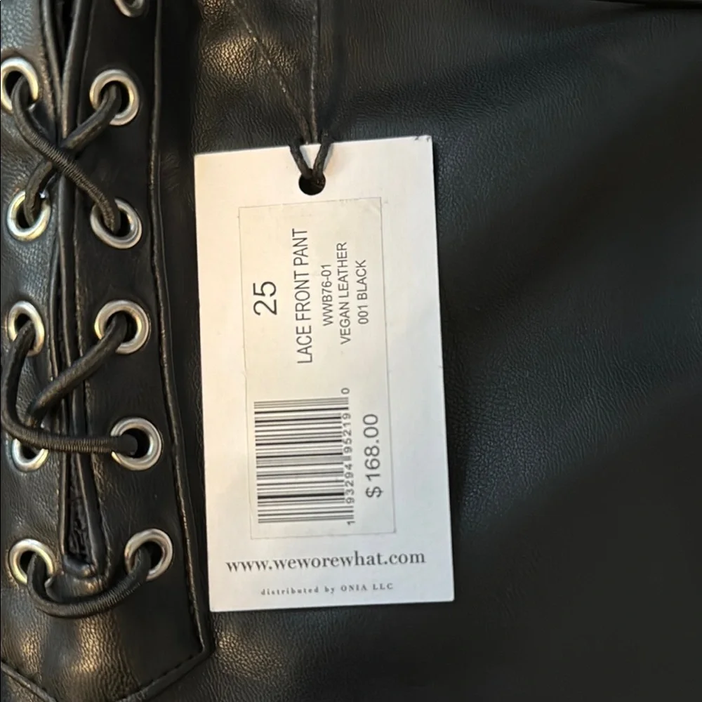NWT We Wore What Black Lace-Up Faux Leather Pants - Picture 2 of 8
